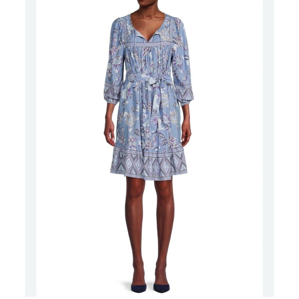 beachlunchlounge Blue and Purple Floral Mini Dress